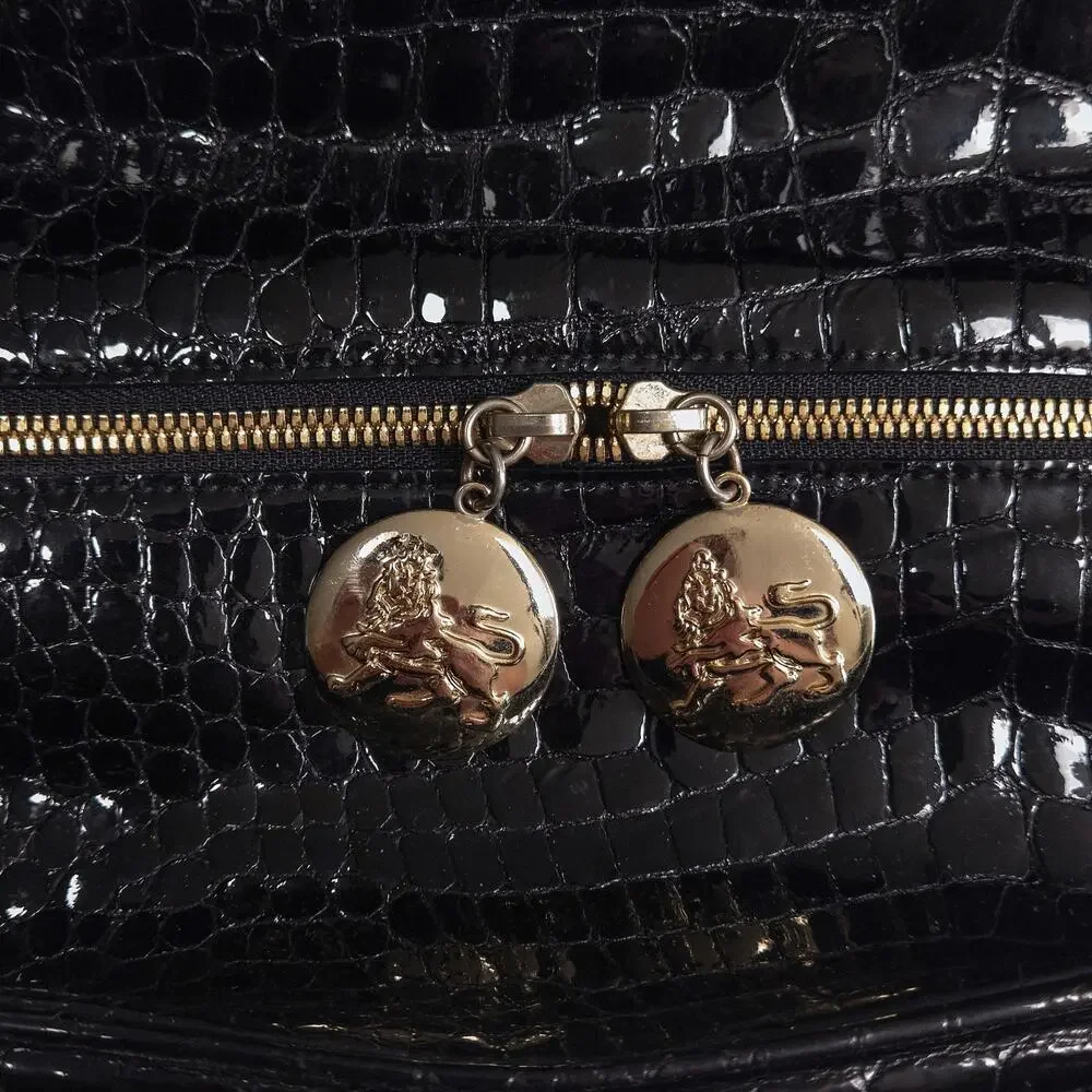 MCM Harlequin Satchel Bag Black Leather Y2K Maximalist Collector